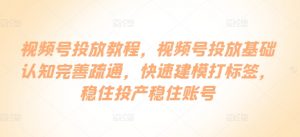 视频号投放教程，​视频号投放基础认知完善疏通，快速建模打标签，稳住投产稳住账号-水滴知识网