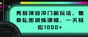 男粉项目冷门新玩法，售卖私密训练课程，一天轻松1000+【揭秘】-水滴知识网