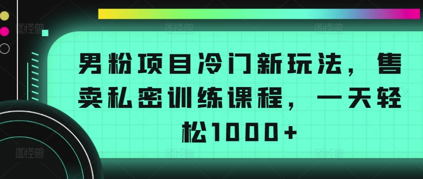 男粉项目冷门新玩法,售卖私密训练课程,一天轻松1000+【揭秘】-水滴知识网
