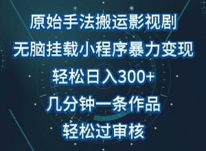 原始手法影视搬运，无脑搬运影视剧，单日收入300+，操作简单，几分钟生成一条视频，轻松过审核【揭秘】-水滴知识网