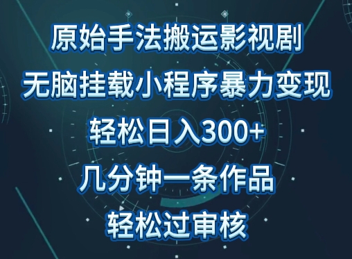 原始手法影视搬运，无脑搬运影视剧，单日收入300+，操作简单，几分钟生成一条视频，轻松过审核【揭秘】-水滴知识网