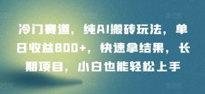 冷门赛道,纯AI搬砖玩法,单日收益800+,快速拿结果,长期项目,小白也能轻松上手【揭秘】-水滴知识网
