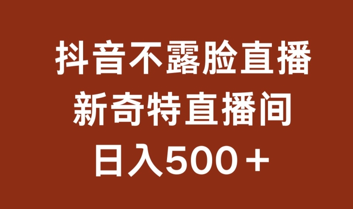 不露脸挂机直播,新奇特直播间,日入500+【揭秘】-水滴知识网