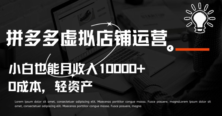 拼多多虚拟店铺运营小白也能月收入10000+【揭秘】-水滴知识网