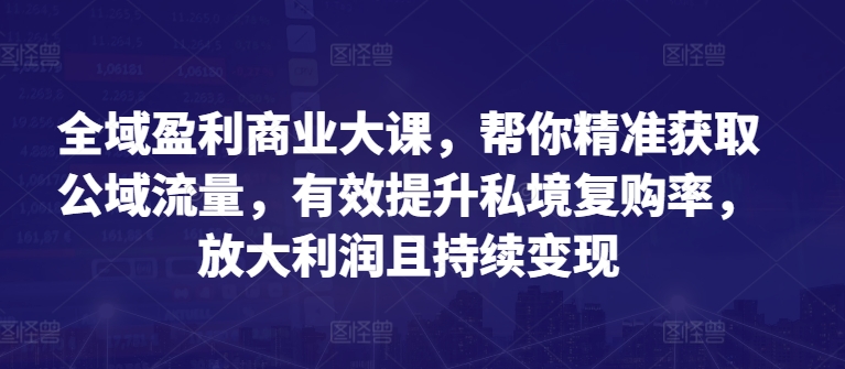 全域盈利商业大课，帮你精准获取公域流量，有效提升私境复购率，放大利润且持续变现-水滴知识网