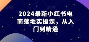 2024最新小红书电商落地实操课,从入门到精通-水滴知识网