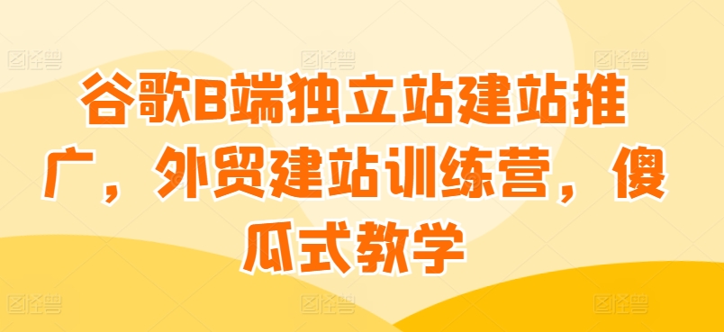 谷歌B端独立站建站推广,外贸建站训练营,傻瓜式教学-水滴知识网