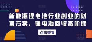 新能源锂电池行业创业的财富方案,锂电池回收高阶课-水滴知识网