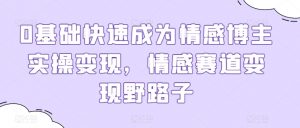 0基础快速成为情感博主实操变现，情感赛道变现野路子-水滴知识网