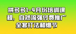 拼多多1-4月份培训课程，自然流强付费推广全套打法和细节-水滴知识网