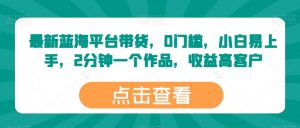 最新蓝海平台带货,0门槛,小白易上手,2分钟一个作品,收益高【揭秘】-水滴知识网