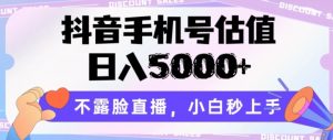 抖音手机号估值,日入5000+,不露脸直播,小白秒上手【揭秘】-水滴知识网
