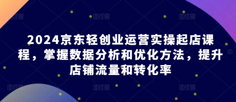 2024京东轻创业运营实操起店课程，掌握数据分析和优化方法，提升店铺流量和转化率-水滴知识网