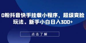 0粉抖音快手挂载小程序，超级变脸玩法，新手小白日入300+【揭秘】-水滴知识网
