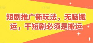短剧推广新玩法，无脑搬运，干短剧必须是搬运【揭秘】-水滴知识网