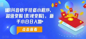 0粉抖音快手挂载小程序，超级变脸(影视变脸)，新手小白日入300+【揭秘】-水滴知识网