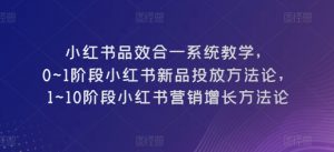 小红书品效合一系统教学,0~1阶段小红书新品投放方法论,1~10阶段小红书营销增长方法论-水滴知识网