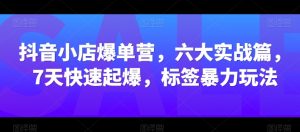 抖音小店爆单营，六大实战篇，7天快速起爆，标签暴力玩法-水滴知识网