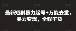 最新短剧暴力起号+万能去重，暴力变现，全程干货【揭秘】-水滴知识网