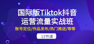 国际版Tiktok抖音运营流量实战班:账号定位/作品发布/热门推送/等等-13节-水滴知识网