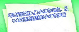 零基础快速入门小红书电商，从0-1打造能赚钱的小红书店铺-水滴知识网