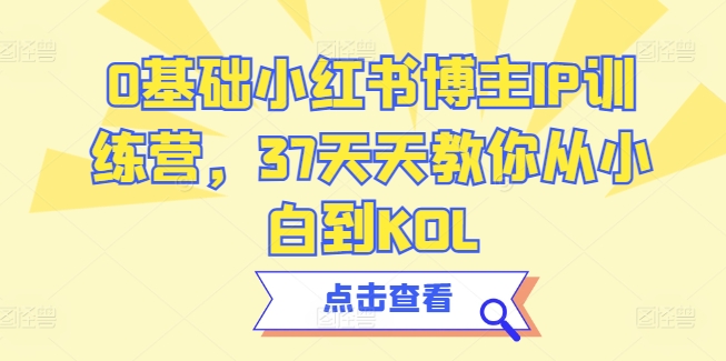 0基础小红书博主IP训练营,37天天教你从小白到KOL-水滴知识网