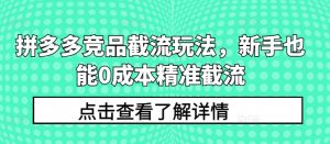 拼多多竞品截流玩法,新手也能0成本精准截流-水滴知识网
