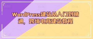 WordPress建站从入门到精通，跨境电商建站教程-水滴知识网