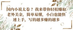 国内小说太卷 ?带你轻松赚取老外美金，简单易懂，小白也能快速上手，写的越多赚的越多【揭秘】-水滴知识网