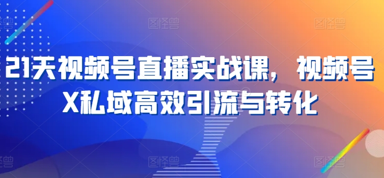 21天视频号直播实战课,视频号X私域高效引流与转化-水滴知识网