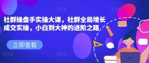 社群操盘手实操大课,社群全局增长成交实操,小白到大神的进阶之路-水滴知识网