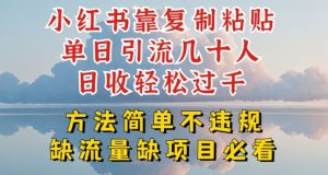 小红书靠复制粘贴单日引流几十人目收轻松过千,方法简单不违规【揭秘】-水滴知识网