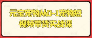 元宝宠物从0~1宠物短视频带货实战课-水滴知识网