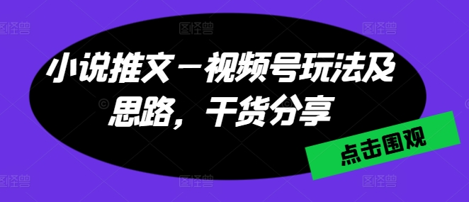 小说推文—视频号玩法及思路，干货分享-水滴知识网