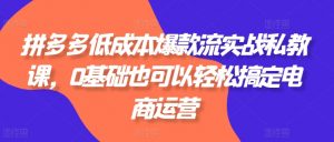 拼多多低成本爆款流实战私教课,0基础也可以轻松搞定电商运营-水滴知识网