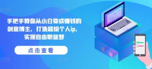 手把手教你从小白变成赚钱的创业博主,打造超级个人ip,实现自由职业梦-水滴知识网