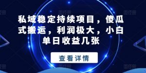 私域稳定持续项目,傻瓜式搬运,利润极大,小白单日收益几张【揭秘】-水滴知识网