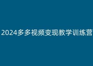 2024多多视频变现教学训练营，新手保姆级教程，适合新手小白-水滴知识网