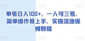 单号日入100+，一人可三号，简单操作易上手，实操落地保姆教程【揭秘】-水滴知识网