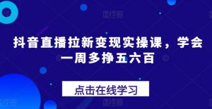 抖音直播拉新变现实操课,学会一周多挣五六百-水滴知识网