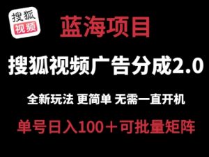 搜狐视频2.0 全新玩法成本更低 操作更简单 无需电脑挂机 云端自动挂机单号日入100+可矩阵【揭秘】-水滴知识网