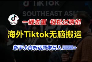 海外Tiktok短视频无脑搬运,一键去重轻松过原创,新手小白听话照做日入几张【揭秘】-水滴知识网