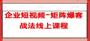 企业短视频-矩阵爆客战法线上课程-水滴知识网