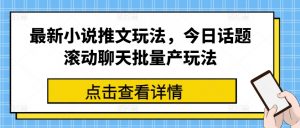 最新小说推文玩法，今日话题滚动聊天批量产玩法-水滴知识网