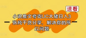 小说推文夸克UC大佬日入3张纯干货分享,解决你的所以问题-水滴知识网