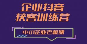 企业抖音营销获客增长训练营,中小企业老板必修课-水滴知识网