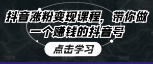 抖音涨粉变现课程，带你做一个赚钱的抖音号-水滴知识网