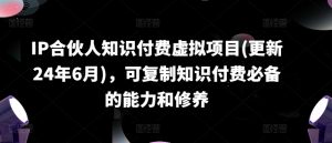 IP合伙人知识付费虚拟项目(更新24年6月),可复制知识付费必备的能力和修养-水滴知识网