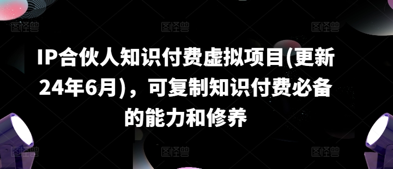 IP合伙人知识付费虚拟项目(更新24年6月)，可复制知识付费必备的能力和修养-水滴知识网