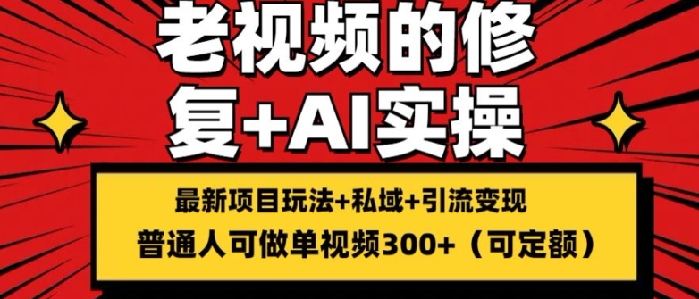 修复老视频的玩法,搬砖+引流的变现(可持久),单条收益300+【揭秘】-水滴知识网